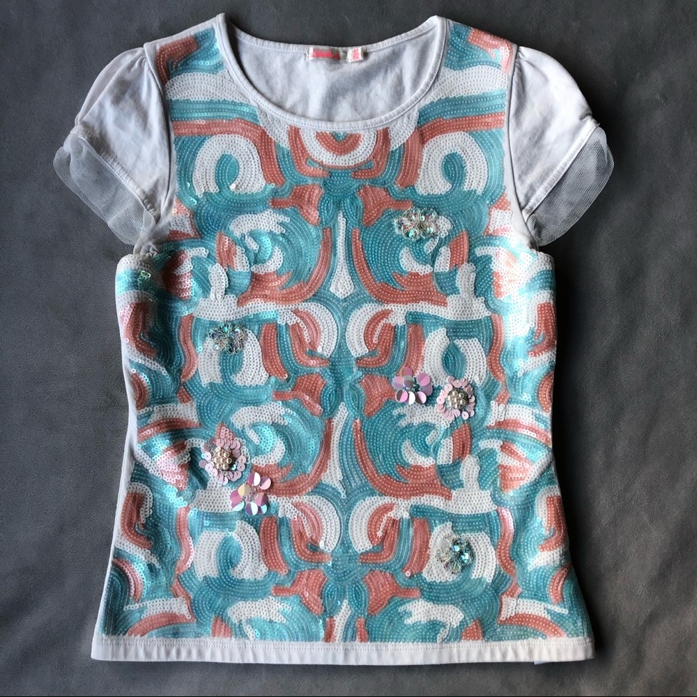 BillieBlush ~ Sequin Tee ~ Girls Size 12